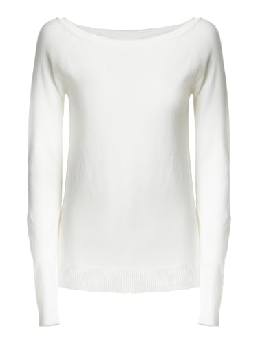 INFLUENCER - Basic-Shirt mit Bootsausschnitt, Off White, Medium von INFLUENCER