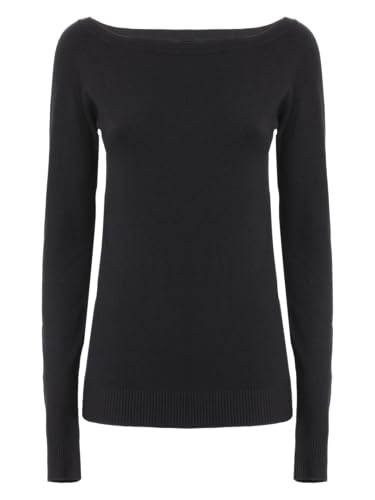 INFLUENCER - Basic-Shirt mit Bootsausschnitt, Schwarz , L von INFLUENCER