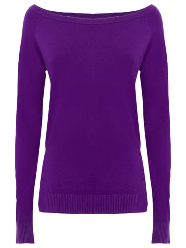 INFLUENCER - Basic-Shirt mit Bootsausschnitt, violett, L von INFLUENCER