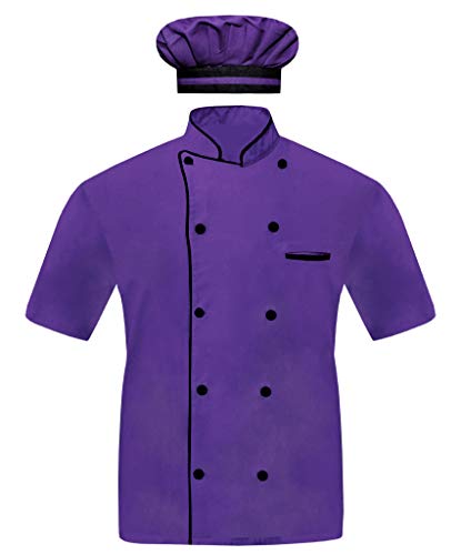 INFOHANDMADE Modeling Herren Kochjacke Halbarm in 10 Farben Kochmantel mit Kappe, Violett, Medium INFOHANDMADE Modeling Herren Kochjacke Halbarm in 10 Farben Kochmantel mit Kappe, Violett, Medium von INFOHANDMADE