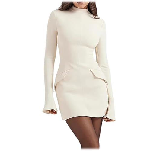 INFORMPOT Afloura Cargo Minikleid Damen Langarm Minikleid Casual Stretch Wickelrock Kleid Bodycon Kleid, weiß, X-Small INFORMPOT Afloura Cargo Minikleid Damen Langarm Minikleid Casual Stretch Wickelrock Kleid Bodycon Kleid, weiß, X-Small von INFORMPOT