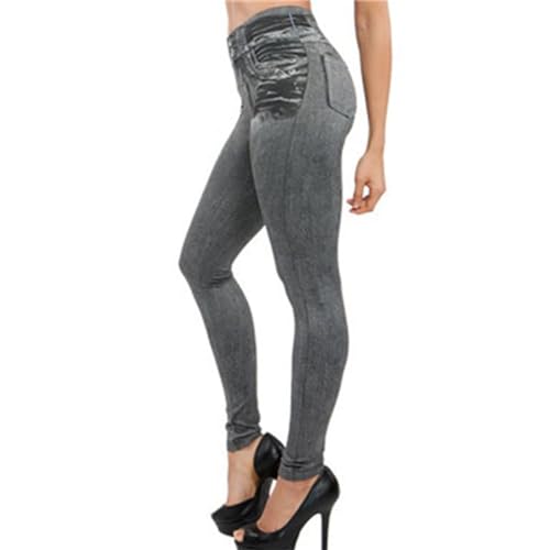 INFORMPOT Perfect Stretch Skinny Fit Pull-On Push Up Plus Size Jeans Leggings Soft High Waist Denim Jeggings für Damen, grau, L-XL von INFORMPOT