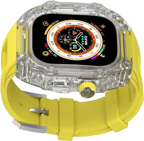 INFRI 44 mm, 45 mm, 49 mm, kristalltransparentes Uhrengehäuse, Silikon-Uhrenarmband, für Apple Watch 8, 7, 6, 5, 4, SE-Serie, Damen-Sportarmband, Mod-Kit, Uhrenersatzzubehör, 44mm, Achat von INFRI