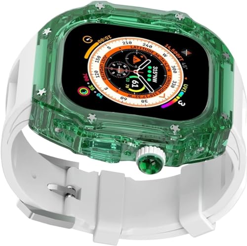 INFRI 44 mm, 45 mm, 49 mm, kristalltransparentes Uhrengehäuse, Silikon-Uhrenarmband, für Apple Watch 8, 7, 6, 5, 4, SE-Serie, Damen-Sportarmband, Mod-Kit, Uhrenersatzzubehör, 44mm, Achat von INFRI