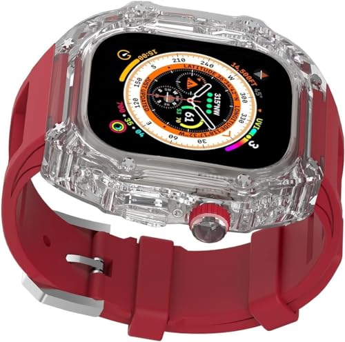 INFRI 44 mm, 45 mm, 49 mm, kristalltransparentes Uhrengehäuse, Silikon-Uhrenarmband, für Apple Watch 8, 7, 6, 5, 4, SE-Serie, Damen-Sportarmband, Mod-Kit, Uhrenersatzzubehör, 44mm, Achat von INFRI