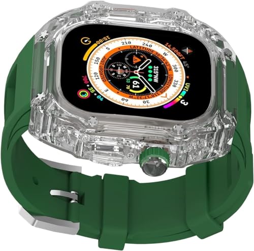 INFRI 44 mm, 45 mm, 49 mm, kristalltransparentes Uhrengehäuse, Silikon-Uhrenarmband, für Apple Watch 8, 7, 6, 5, 4, SE-Serie, Damen-Sportarmband, Mod-Kit, Uhrenersatzzubehör, 44mm, Achat von INFRI