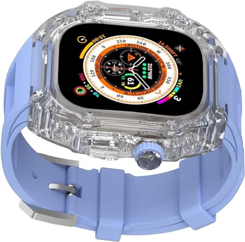 INFRI 44 mm, 45 mm, 49 mm, kristalltransparentes Uhrengehäuse, Silikon-Uhrenarmband, für Apple Watch 8, 7, 6, 5, 4, SE-Serie, Damen-Sportarmband, Mod-Kit, Uhrenersatzzubehör, 44mm, Achat von INFRI