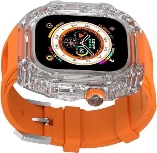 INFRI 44 mm, 45 mm, 49 mm, kristalltransparentes Uhrengehäuse, Silikon-Uhrenarmband, für Apple Watch 8, 7, 6, 5, 4, SE-Serie, Damen-Sportarmband, Mod-Kit, Uhrenersatzzubehör, 44mm, Achat von INFRI