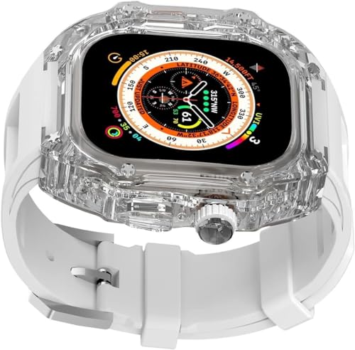 INFRI 44 mm, 45 mm, 49 mm, kristalltransparentes Uhrengehäuse, Silikon-Uhrenarmband, für Apple Watch 8, 7, 6, 5, 4, SE-Serie, Damen-Sportarmband, Mod-Kit, Uhrenersatzzubehör, 44mm, Achat von INFRI