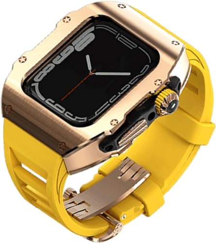 INFRI 44 mm 45 mm Edelstahl-Uhrengehäuse, Gummi-Uhrenarmband, Rm Luxus-Sportarmband, Uhren-Gehäuse, Mod Kit, für Apple Watch 9, 8, 7, 6, 5, 4, SE-Serie, Ersatzzubehör, 44mm, Achat von INFRI