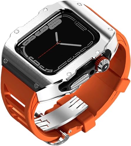 INFRI 44 mm 45 mm Edelstahl-Uhrengehäuse, Gummi-Uhrenarmband, Rm Luxus-Sportarmband, Uhren-Gehäuse, Mod Kit, für Apple Watch 9, 8, 7, 6, 5, 4, SE-Serie, Ersatzzubehör, 45 mm, Achat von INFRI