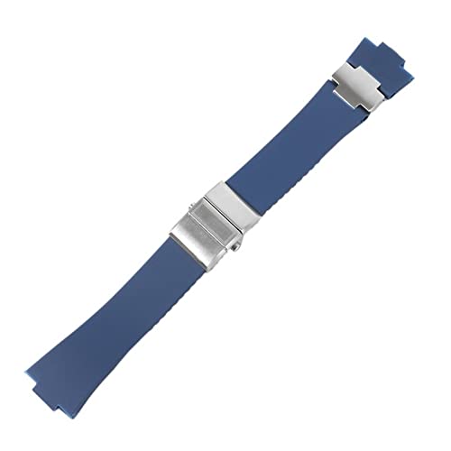 INFRI Armband Armband Silikon Uhrenarmband für Ulysse-Nardin MARINE Wasserdichtes Gummiarmband Sport 25 * 12mm Mann Uhren Sport(Blue silver set) von INFRI