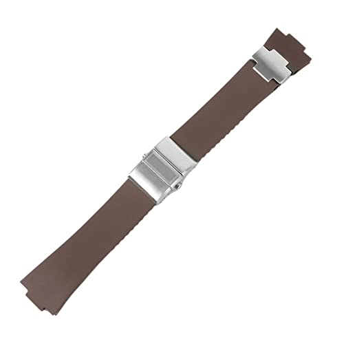 INFRI Armband Armband Silikon Uhrenarmband für Ulysse-Nardin MARINE Wasserdichtes Gummiarmband Sport 25 * 12mm Mann Uhren Sport(Brown silver set) von INFRI