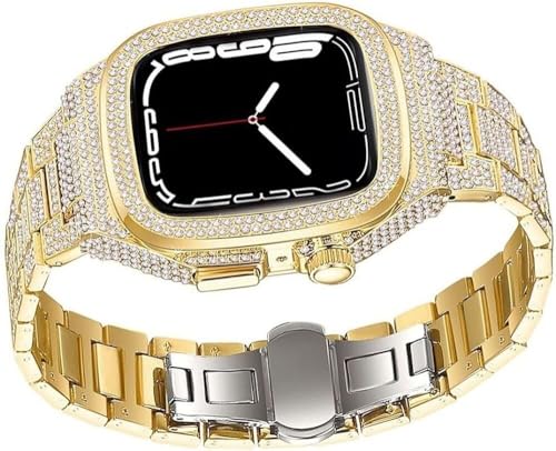 INFRI Diamant-Uhrengehäuse + Metall-Uhrenarmband-Modifikationsset, für Apple Watch 8, 7, 6, 5, 4 SE, modisches Business-Band für Damen, Mädchen, 44 mm, 45 mm, 44mm, Achat von INFRI