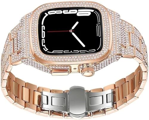 INFRI Diamant-Uhrengehäuse + Metall-Uhrenarmband-Modifikationsset, für Apple Watch 8, 7, 6, 5, 4 SE, modisches Business-Band für Damen, Mädchen, 44 mm, 45 mm, 44mm, Achat von INFRI