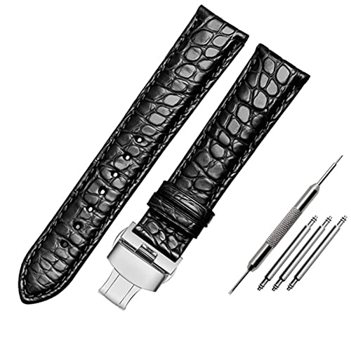 INFRI Doppelseitiges Krokodil -Skin -Lederband für alle Markenhandgelenkshalle 18mm 19mm 20 mm 21 mm 22 mm für Männer Armband(Black,25mm) von INFRI