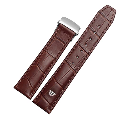 INFRI Echtes Leder-Uhrenarmband 20 mm 22 mm, für MAURICE LACROIX Armband Faltschließe Freizeit Business Rindslederarmband(Brown silver buckle,22mm) von INFRI