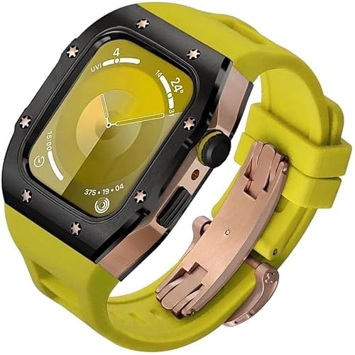 INFRI Edelstahl-Uhrengehäuse, Silikonarmband, für Apple Watch Serie 45 mm, 44 mm, Sport-Gummiband, Metallverschluss, Upgrade-Kit, für iWatch 9, 8, 7, 6, 5, 4, SE, Ersatzzubehör, 44mm, Achat von INFRI