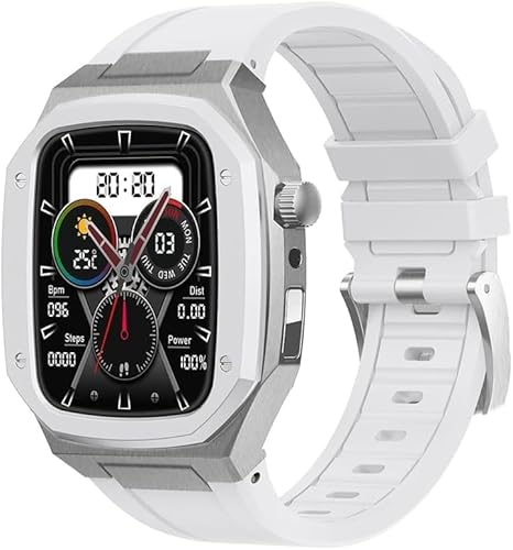 INFRI Edelstahl-Uhrengehäuse, Silikonband, für Apple Watch Serie 9, 8, 7, 6, 5, 4 SE, Ersatz-Uhrengehäuse, Uhrenarmband, Mod Kit, für iWatch Serie 45 mm, 44 mm Zubehör, 44mm, Achat von INFRI