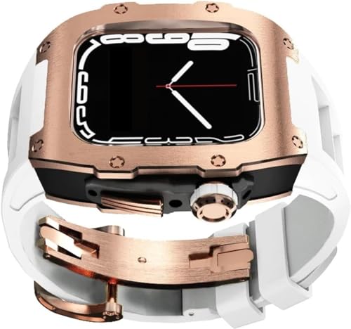 INFRI Fluorkautschuk-Uhrenarmband, Titan-Uhrengehäuse, Mod-Kit, für Apple Watch Serie 9/8/7/6/5/4/SE, 44 mm, 45 mm, Lünettenarmband, Upgrade-Ersatz, 44MM, Achat von INFRI