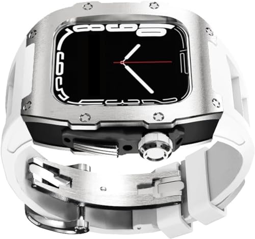 INFRI Fluorkautschuk-Uhrenarmband, Titan-Uhrengehäuse, Mod-Kit, für Apple Watch Serie 9/8/7/6/5/4/SE, 44 mm, 45 mm, Lünettenarmband, Upgrade-Ersatz, 44MM, Achat von INFRI
