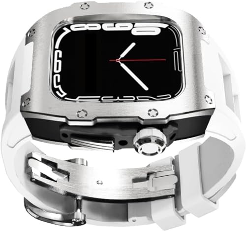 INFRI Fluorkautschuk-Uhrenarmband, Titan-Uhrengehäuse, Mod-Kit, für Apple Watch Serie 9/8/7/6/5/4/SE, 44 mm, 45 mm, Lünettenarmband, Upgrade-Ersatz, 45 mm, Achat von INFRI