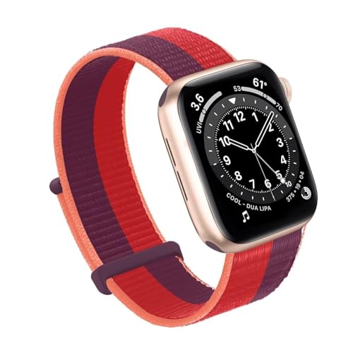 INFRI Für Apple Watch Band 49MM 45MM 44MM 42MM 41MM 40MM 38MM, Frauen Männer Sport Nylon Loop Strap Für IWatch Serie Ultra 8 7 6 5 4 3 2 1 SE(Bilateral red,38/40/41mm) von INFRI