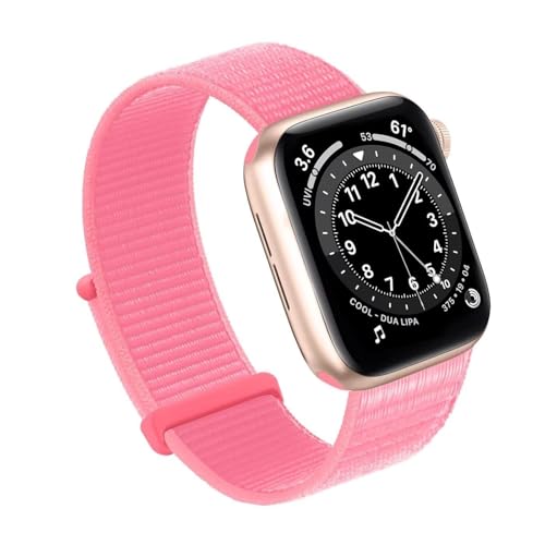 INFRI Für Apple Watch Band 49MM 45MM 44MM 42MM 41MM 40MM 38MM, Frauen Männer Sport Nylon Loop Strap Für IWatch Serie Ultra 8 7 6 5 4 3 2 1 SE(Rose Red,38/40/41mm) von INFRI