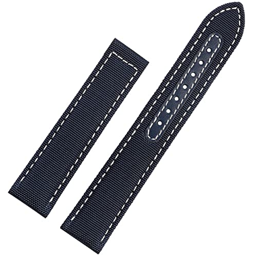INFRI Für Omega Seamaster 300 Stoffleder Aqua Terra 150 Cupuncture Nadel Captain gewebt Nylon Canvas Uhrengurt 19mm 20mm 21 mm 2mm Uhrenbands(Blue White no clasp,20mm) von INFRI