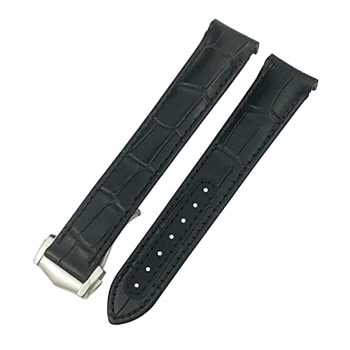 INFRI Für Omega Seamaster Diver 300 Aqua Terra AT150 Kauflädensgurt echtes Leder -Uhrband 19mm 20 mm 21mm gebogenes Ende Uhrenband(Black triangular,20mm) von INFRI