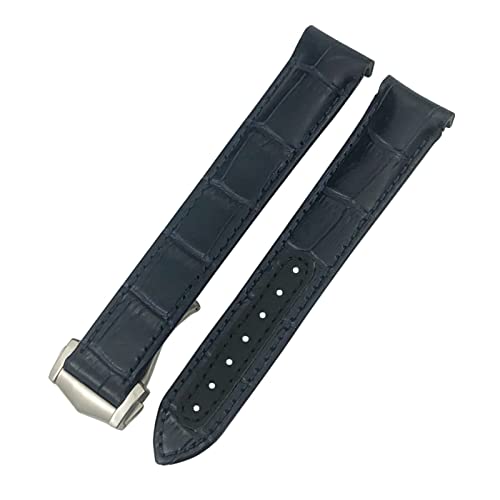 INFRI Für Omega Seamaster Diver 300 Aqua Terra AT150 Kauflädensgurt echtes Leder -Uhrband 19mm 20 mm 21mm gebogenes Ende Uhrenband(Blue triangular,20mm) von INFRI