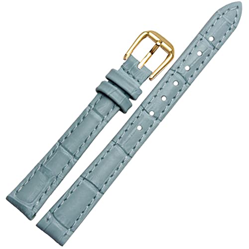 INFRI Für jedes Marken -Leder -Uhrband für Mädchen und Student Crocodile Grain Band 10 12 14 16 18 mm schwarz braun rot weiß blau Gurt(Sky Blue-Gold,18mm) von INFRI