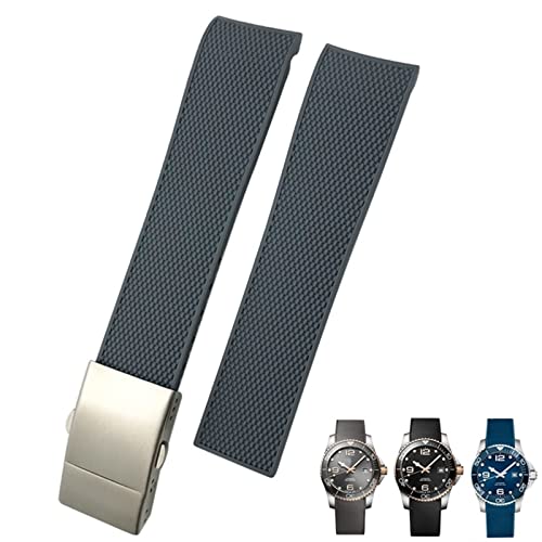 INFRI Gebogenes Gummi-Silikonarmband, 21 mm, 22 mm, passend für Longines Hydroconquest L3 MIDO Watch, wasserdicht, Sport, weiche Armbänder, 21 mm, Achat von INFRI