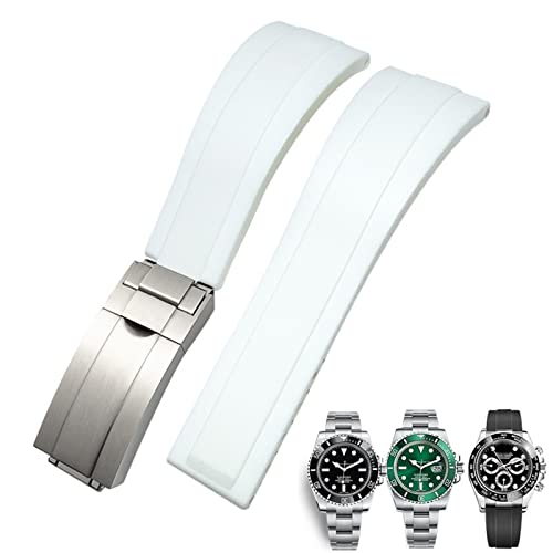 INFRI Gummi-Uhrenarmband für Rolex Daytona Submariner GMT Yacht-Master Oysterflex Silikon-Armband mit Faltschließe, 20 mm / 21 mm, 20 mm, Achat von INFRI