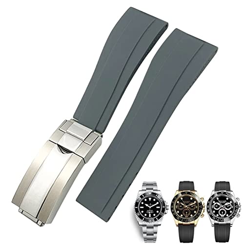 INFRI Gummi-Uhrenarmband für Rolex Daytona Submariner GMT Yacht-Master Oysterflex Silikon-Armband mit Faltschließe, 20 mm / 21 mm, 21 mm, Achat von INFRI
