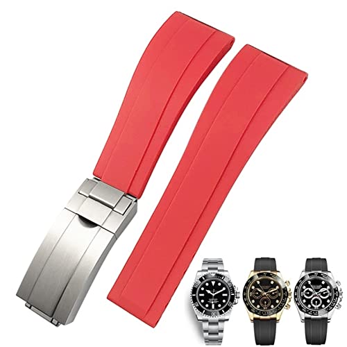INFRI Gummi-Uhrenarmband für Rolex Daytona Submariner GMT Yacht-Master Oysterflex Silikon-Armband mit Faltschließe, 20 mm / 21 mm, 21 mm, Achat von INFRI