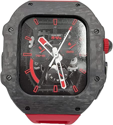 INFRI Karbonfaser-Uhrengehäuse + Fluorkautschuk-Band Rm Mod Kit, für Apple Watch Ultra 49 mm, Fluorkautschuk-Armband, für iWatch 8, 7, 45 mm, 6, 5, 4, SE, 44 mm, 49 mm, Achat von INFRI