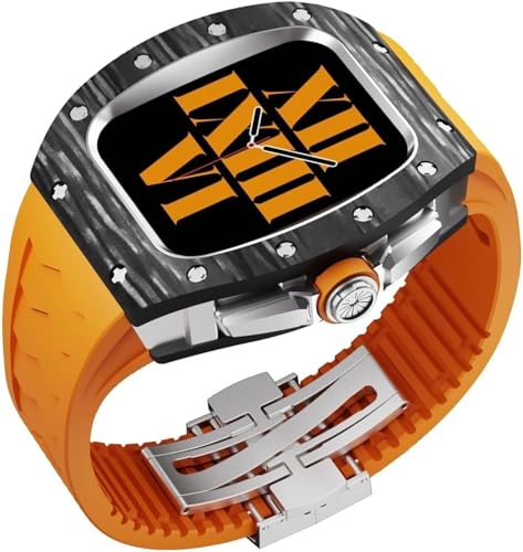 INFRI Luxuriöses Uhrengehäuse aus Karbonfaser, fluororiertes Gummiband, für Herren, Metalllünette, Gummiband, Ersatzset, für iWatch 8, 7, 6, 5, 4 SE, Uhrenzubehör, 45 mm, Achat von INFRI