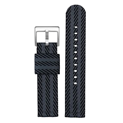 INFRI Mode gewebter Nylon Uhrenband für Omega Seahorse 300 Leinwand verdickte Sportgurt 18mm 20 mm 22 mm 24 mm(Black gray silver,24mm) von INFRI