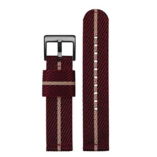 INFRI Mode gewebter Nylon Uhrenband für Omega Seahorse 300 Leinwand verdickte Sportgurt 18mm 20 mm 22 mm 24 mm(Red beige black,18mm) von INFRI