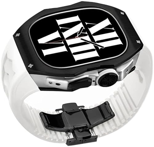 INFRI Premium-Gehäuse aus Titanlegierung, Fluorkautschuk-Armband, für Apple Watch Ultra 8, 49 mm, Gummi-Uhrenarmband und Edelstahl-Verschluss, Mod-Kit, Ersatzarmband für Herren und Damen, For Ultra von INFRI