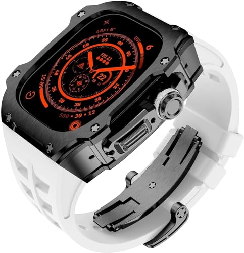 INFRI RM-Stil Edelstahl-Uhrengehäuse + Sport-Gummi-Uhrenarmband, für Herren und Damen, für Apple Watch Ultra 49 mm, DIY-Modifikationsset, Ersatz-Uhrenarmband-Zubehör, 49 mm, Achat von INFRI