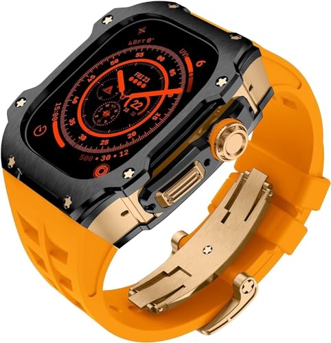 INFRI RM-Stil Edelstahl-Uhrengehäuse + Sport-Gummi-Uhrenarmband, für Herren und Damen, für Apple Watch Ultra 49 mm, DIY-Modifikationsset, Ersatz-Uhrenarmband-Zubehör, 49 mm, Achat von INFRI