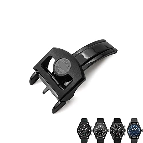 INFRI Schnalle aus 316L Edelstahl für IWC Pilot Mark Portugieser, rotgoldenes Gummi-Lederarmband, Faltschließe, 18 mm, Achat von INFRI