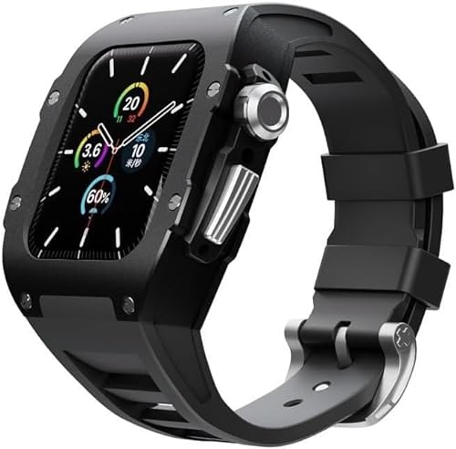 INFRI Silikon-Armband aus Aluminiumlegierung, Mod-Kit, für Apple Watch Serie 9, 8, 7, 45 mm, Ersatzarmband, Metall-Zifferblatt, Sport-Gummi-Armband für iWatch 45 mm, 45 mm, Achat von INFRI