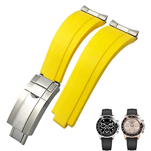 INFRI Silikon-Armband mit kurzer Schnalle, 20 mm, 21 mm, passend für Rolex Daytona Submariner Role Oysterflex Yacht Master, 20 mm, Achat von INFRI