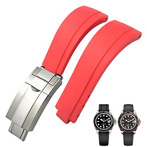 INFRI Silikon-Armband mit kurzer Schnalle, 20 mm, 21 mm, passend für Rolex Daytona Submariner Role Oysterflex Yacht Master, 20 mm, Achat von INFRI