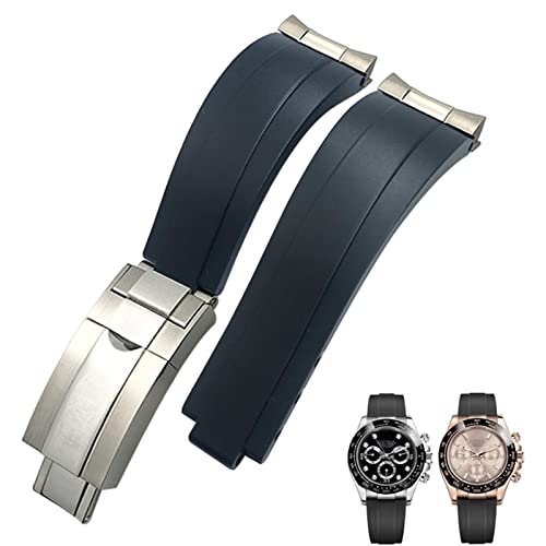 INFRI Silikon-Armband mit kurzer Schnalle, 20 mm, 21 mm, passend für Rolex Daytona Submariner Role Oysterflex Yacht Master, 20 mm, Achat von INFRI
