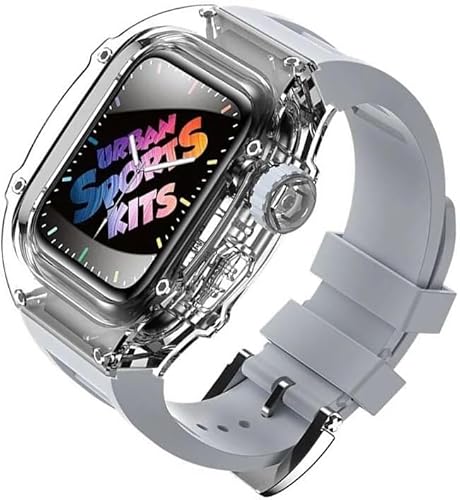 INFRI Transparentes Uhrengehäuse, Gummi-Uhrenarmband, Mod-Set, für Apple Watch 8, 7, 6, 5, 4 SE, Silikon-Sportuhrenarmband, Uhrengehäuse, für iWatch 44 mm, 45 mm Uhrenersatz, For 44mm, Achat von INFRI