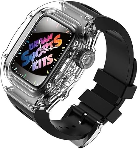 INFRI Transparentes Uhrengehäuse, Gummi-Uhrenarmband, Mod-Set, für Apple Watch 8, 7, 6, 5, 4 SE, Silikon-Sportuhrenarmband, Uhrengehäuse, für iWatch 44 mm, 45 mm Uhrenersatz, For 44mm, Achat von INFRI